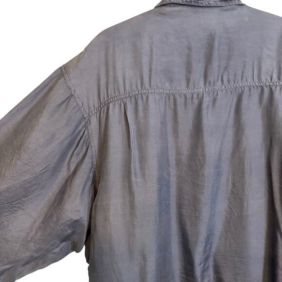 Vintage 80s 90s Robert Stock Bomber Jacket Mens Medium Blue 100% Silk Full Zip - Picture 7 of 7